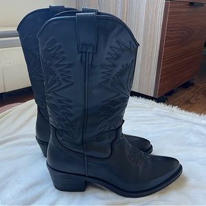 Black Steve Madden cowgirl boots. Size 8. Worn one time. EUC!